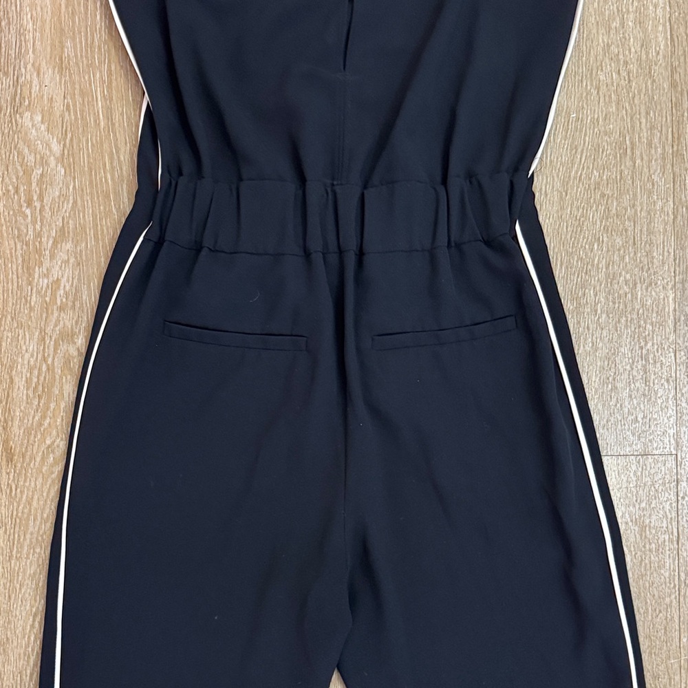 Reiss Tyla Side Striped Jumpsuit Navy. Blue and White Open Back Tie Waist Size 8 - Picture 14 of 16
